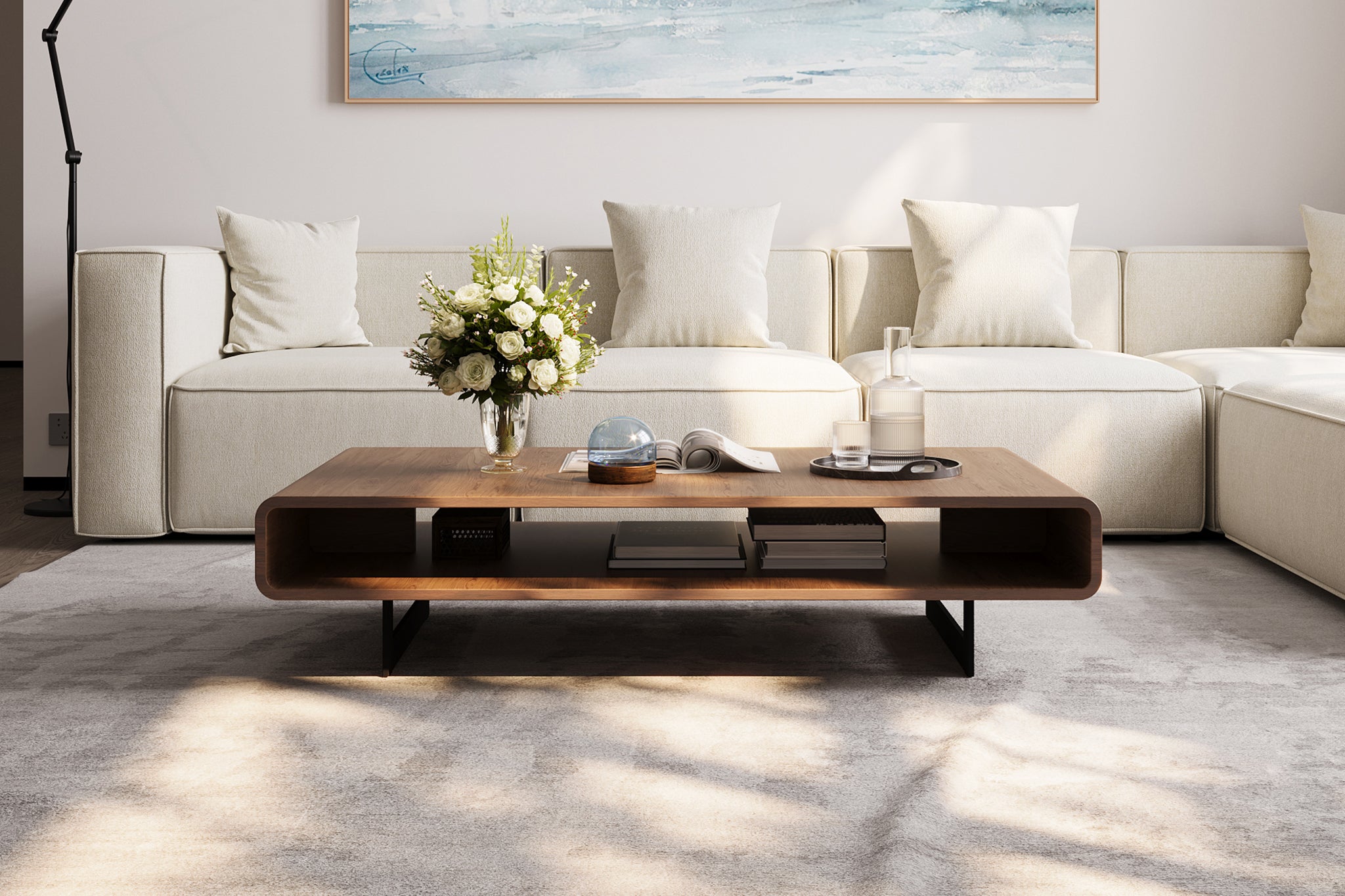 Savion Modern Industrial Walnut Brown Finished Wood and Black Metal Coffee  Table - Bed Bath \u0026 Beyond - 37121239, image size:2048x1366