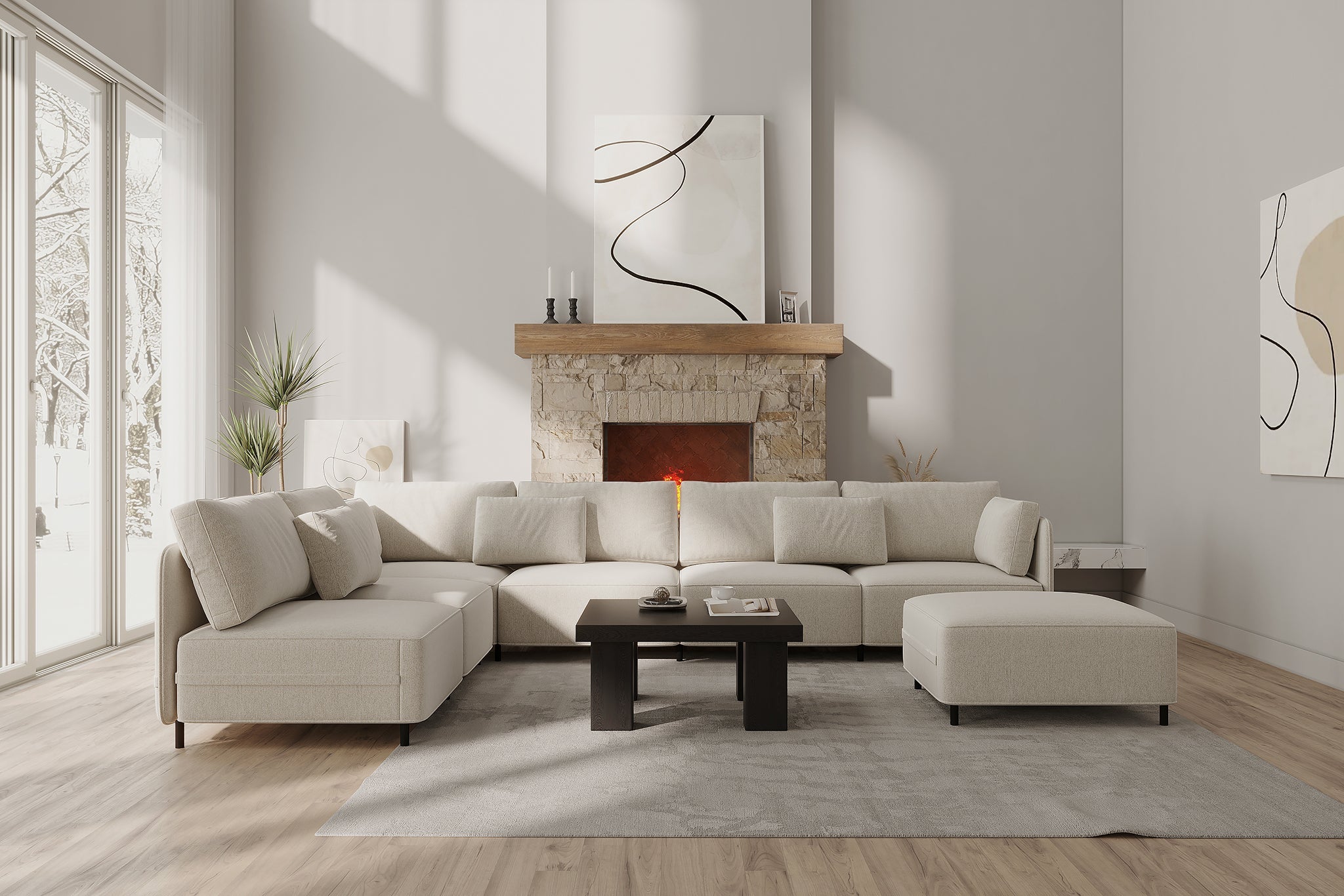 Alvina contemporary linen lounge sofa discount