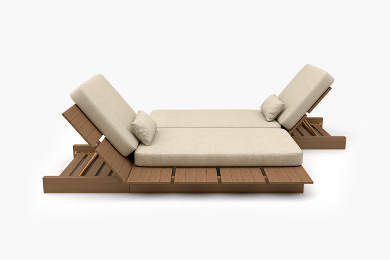 Solora Outdoor Aluminum Wood Grain Chaise Lounge with Cushion