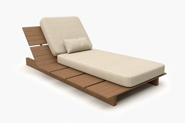 Solora Outdoor Aluminum Wood Grain Chaise Lounge with Cushion