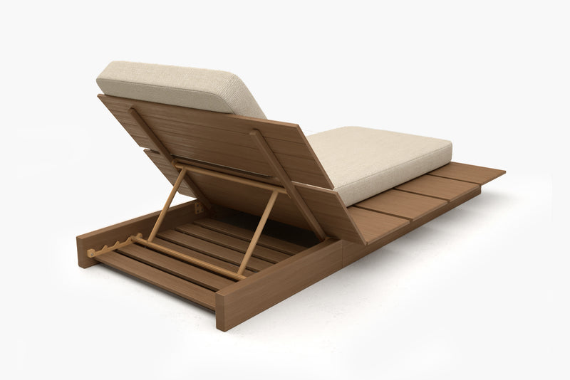 Solora Outdoor Aluminum Wood Grain Chaise Lounge with Cushion