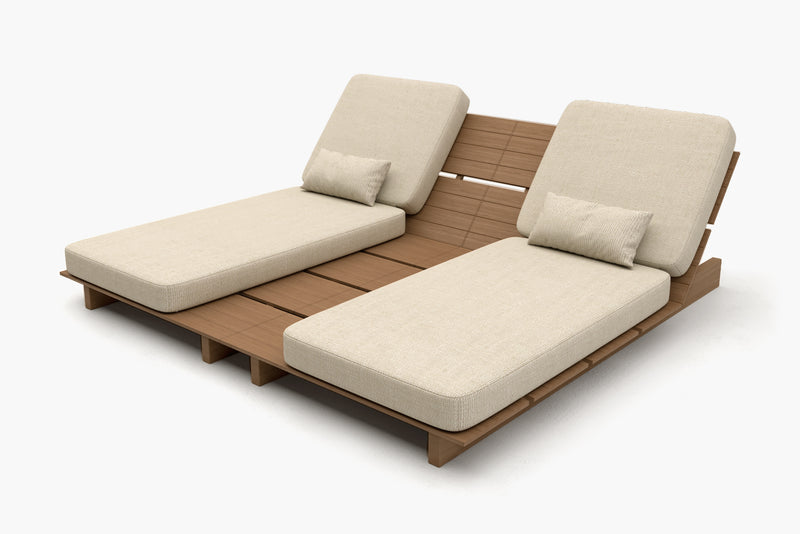 Solora Outdoor Aluminum Wood Grain Chaise Lounge with Cushion