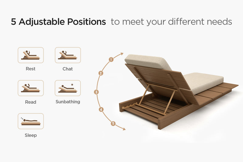 Solora Outdoor Aluminum Wood Grain Chaise Lounge with Cushion