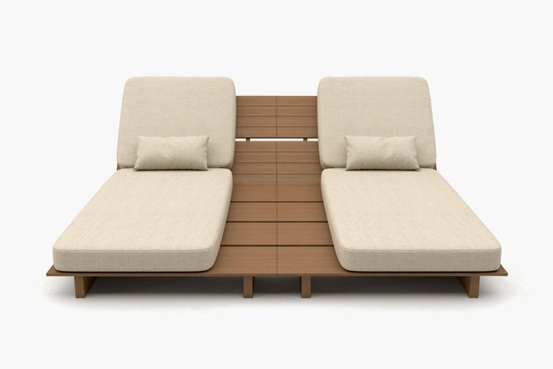 Solora Outdoor Aluminum Wood Grain Chaise Lounge with Cushion