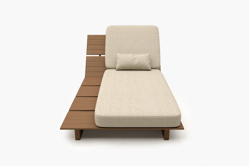 Solora Outdoor Aluminum Wood Grain Chaise Lounge with Cushion