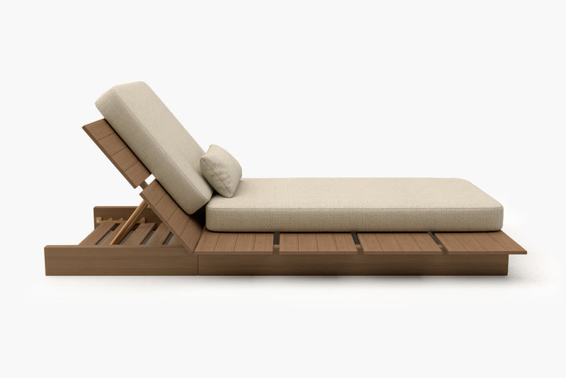 Solora Outdoor Aluminum Wood Grain Chaise Lounge with Cushion