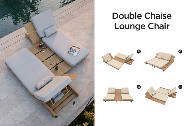 Solora Outdoor Aluminum Wood Grain Chaise Lounge with Cushion by Acanva