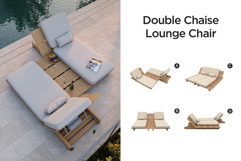Solora Outdoor Aluminum Wood Grain Chaise Lounge with Cushion by Acanva