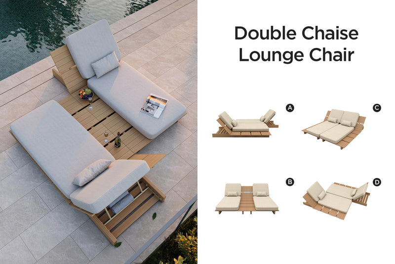 Solora Outdoor Aluminum Wood Grain Chaise Lounge with Cushion by Acanva