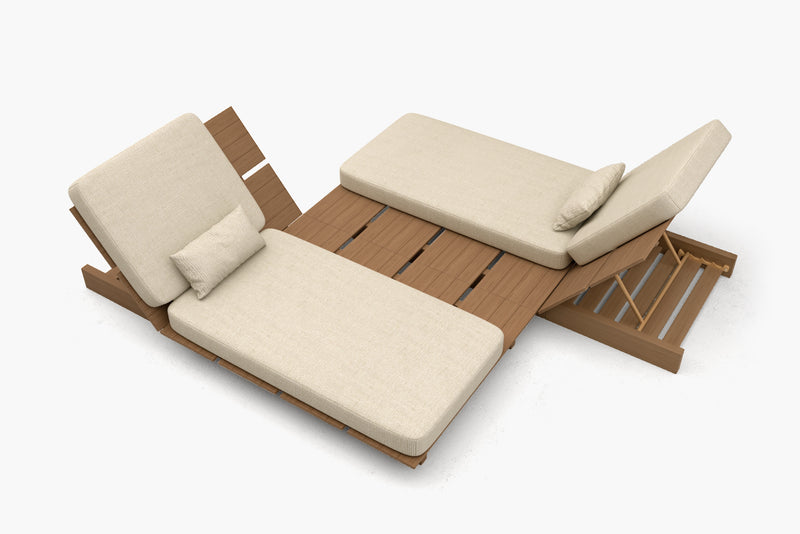 Solora Outdoor Aluminum Wood Grain Chaise Lounge with Cushion