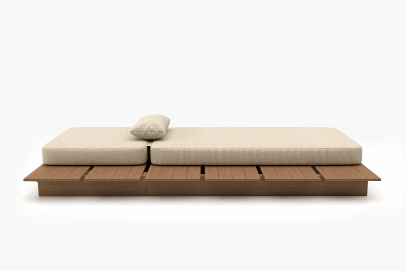 Solora Outdoor Aluminum Wood Grain Chaise Lounge with Cushion