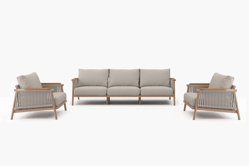 Moss Wood Grain Aluminum Outdoor Sofa / Armchair Patio Set by Acanva