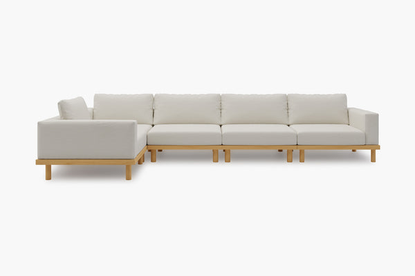 Lumi Slipcover Modular Reversible Sectional Sofa with Wood Grain Aluminum Base by Acanva