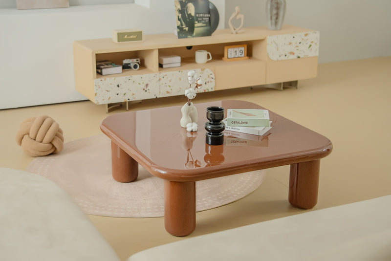Pebble Companions Soft Hue Arc-Edge Coffee Table by Acanva