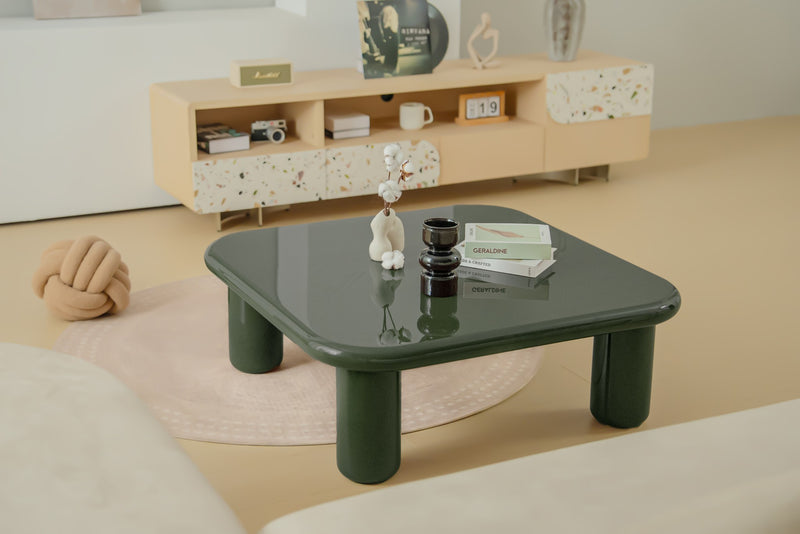 Pebble Companions Soft Hue Arc-Edge Coffee Table by Acanva