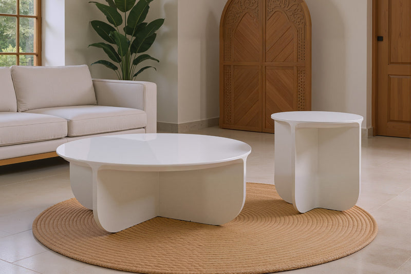 Petal Modern Round Coffee Table and Side Table Set