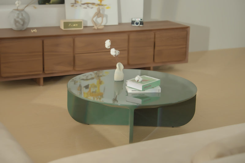 Petal modern round coffee table with x base 7