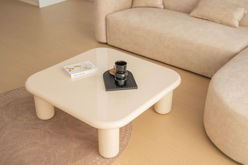 Pebble Companions Soft Hue Arc-Edge Square Table by Acanva