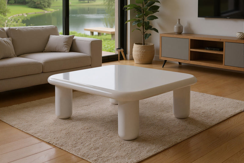 Pebble Companions Soft Hue Arc-Edge Coffee Table by Acanva