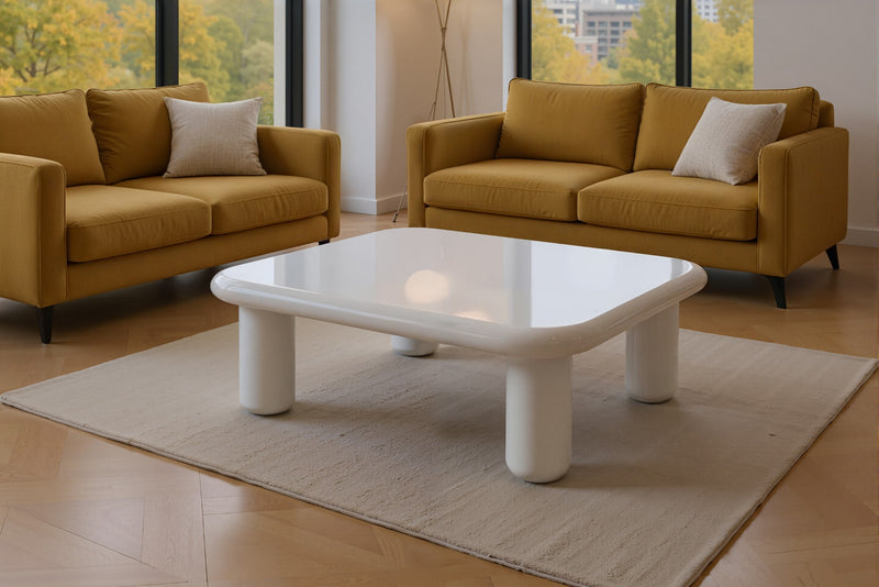 Pebble Companions Soft Hue Arc-Edge Coffee Table by Acanva