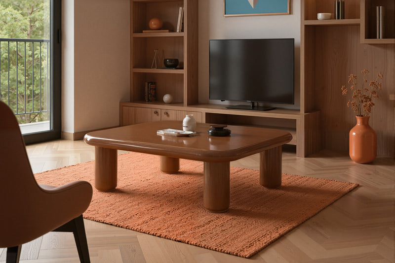 Pebble Companions Soft Hue Arc-Edge Coffee Table by Acanva