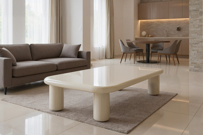 Pebble Companions Soft Hue Arc-Edge Long Table by Acanva