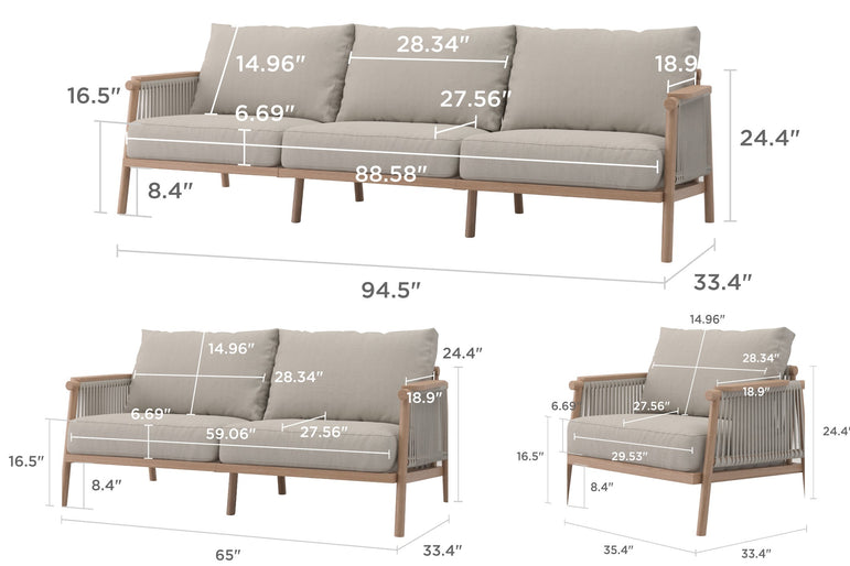 Moss Outdoor 3 Seater Sofa dimensions