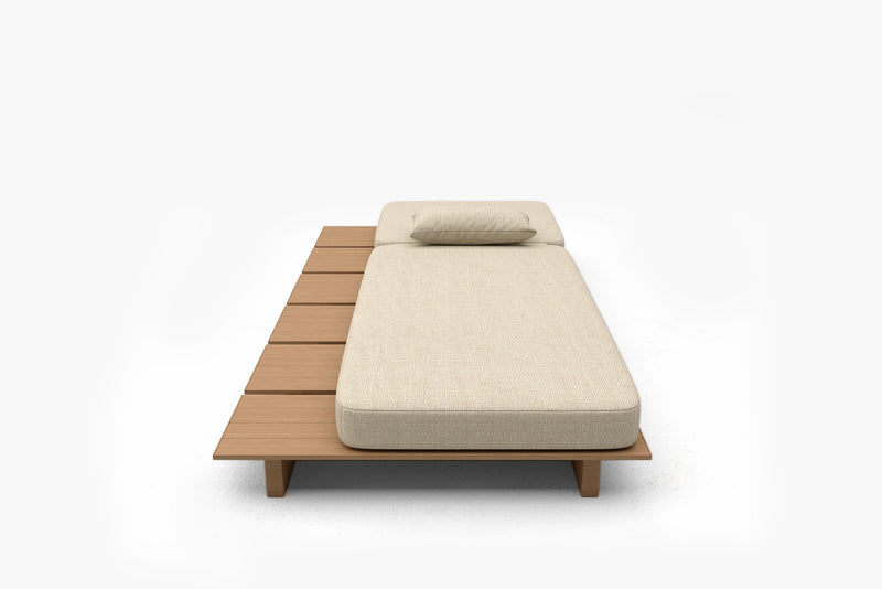 Solora Outdoor Aluminum Wood Grain Chaise Lounge with Cushion by Acanva