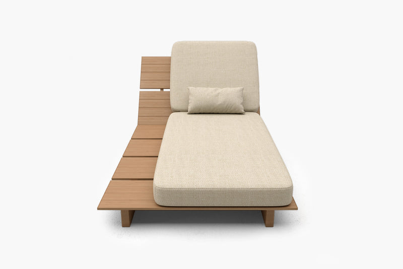 Solora Outdoor Aluminum Wood Grain Chaise Lounge with Cushion by Acanva