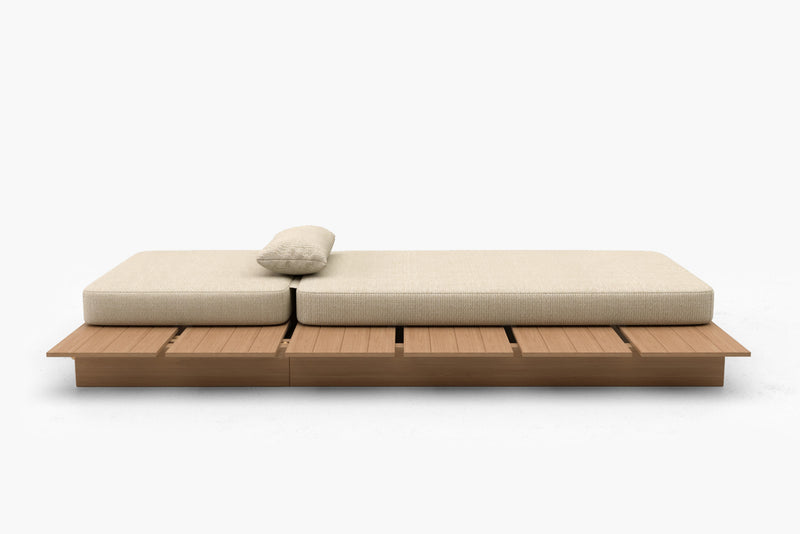 Solora Outdoor Aluminum Wood Grain Chaise Lounge with Cushion by Acanva