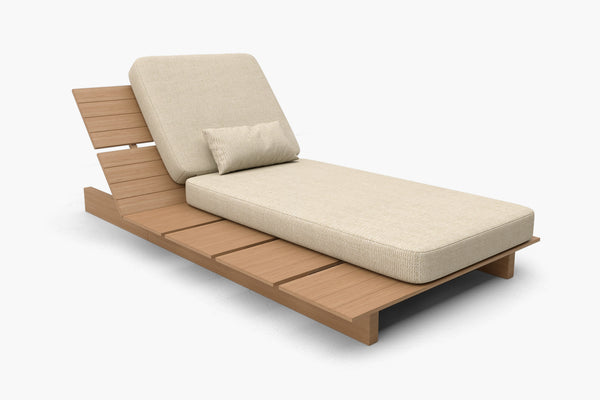 Solora Outdoor Aluminum Wood Grain Chaise Lounge with Cushion by Acanva