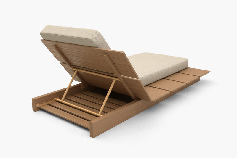 Solora Outdoor Aluminum Wood Grain Chaise Lounge with Cushion by Acanva