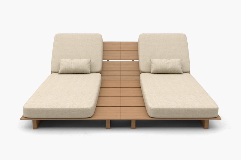 Solora Outdoor Aluminum Wood Grain Chaise Lounge with Cushion by Acanva