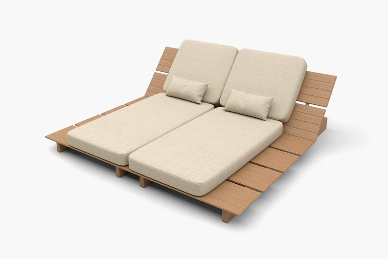 Solora Outdoor Aluminum Wood Grain Chaise Lounge with Cushion by Acanva