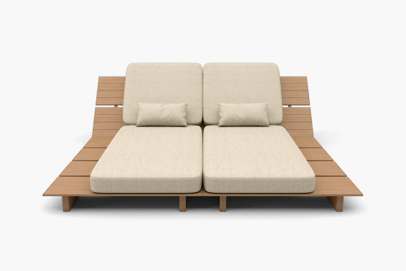Solora Outdoor Aluminum Wood Grain Chaise Lounge with Cushion by Acanva
