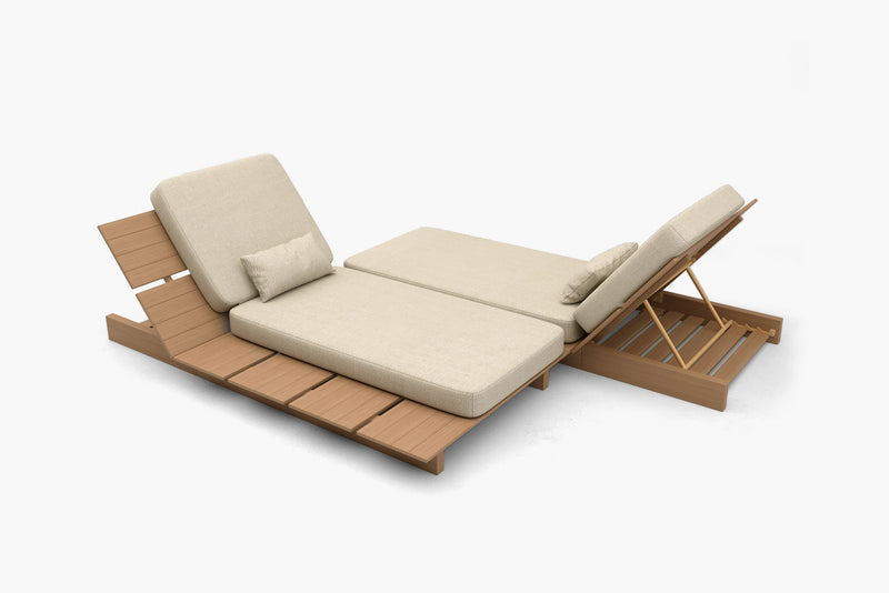 Solora Outdoor Aluminum Wood Grain Chaise Lounge with Cushion by Acanva