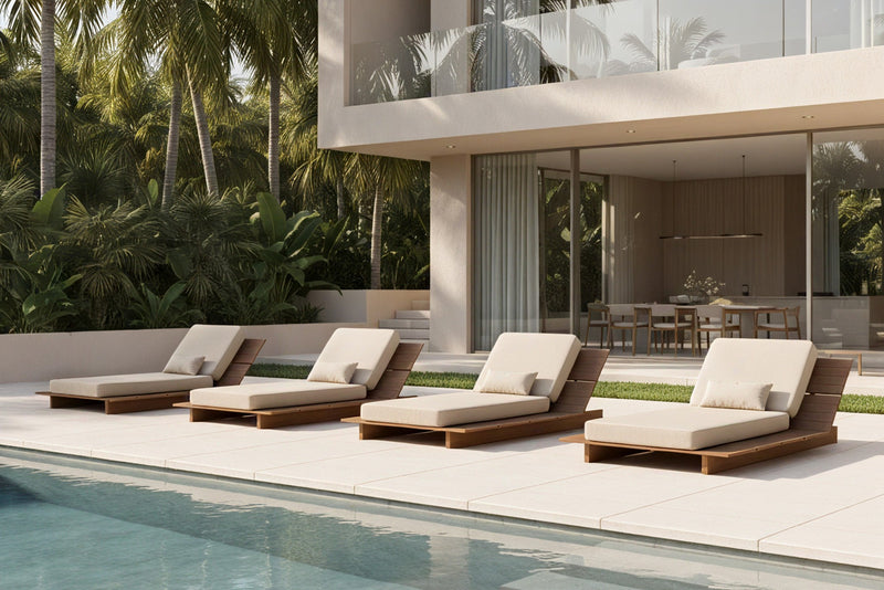 Solora Outdoor Aluminum Wood Grain Chaise Lounge with Cushion