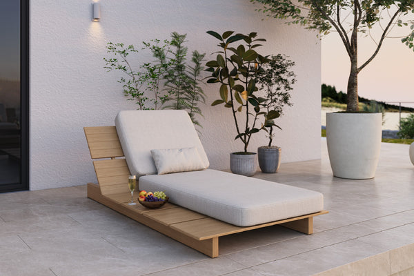 Solora Outdoor Aluminum Wood Grain Chaise Lounge with Cushion by Acanva