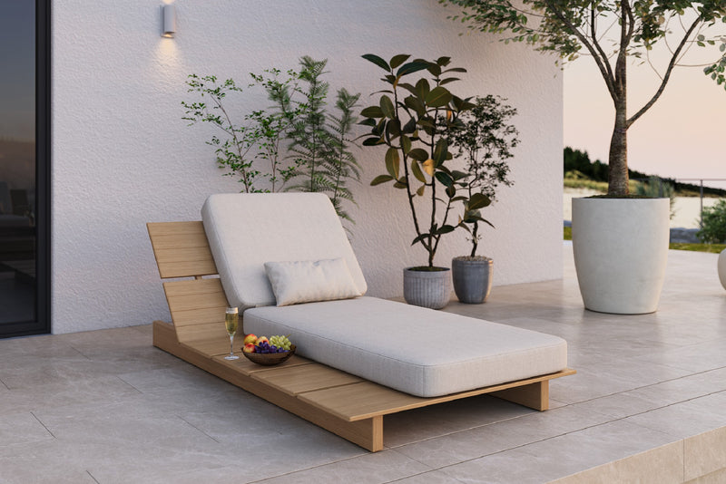 Solora Outdoor Aluminum Wood Grain Chaise Lounge with Cushion by Acanva