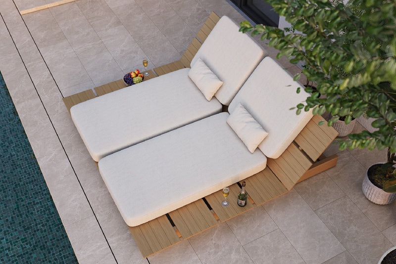 Solora Outdoor Aluminum Wood Grain Chaise Lounge with Cushion by Acanva