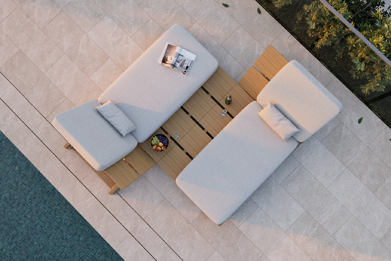 Solora Outdoor Aluminum Wood Grain Chaise Lounge with Cushion by Acanva