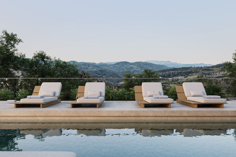 Solora Outdoor Aluminum Wood Grain Chaise Lounge with Cushion by Acanva