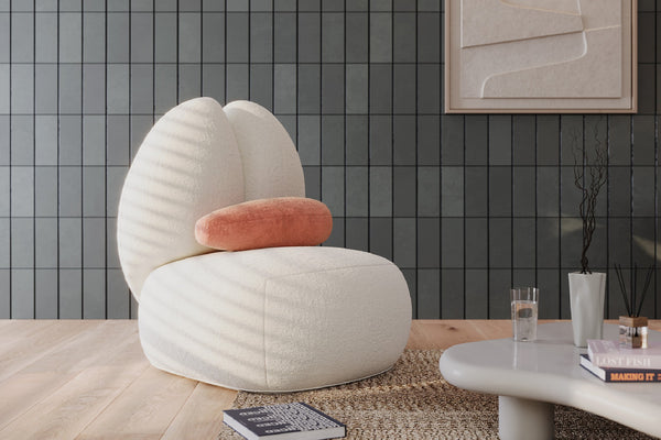 Moony Fleece Curved Lounge Chair by Acanva
