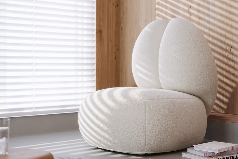 Moony Fleece Curved Lounge Chair by Acanva