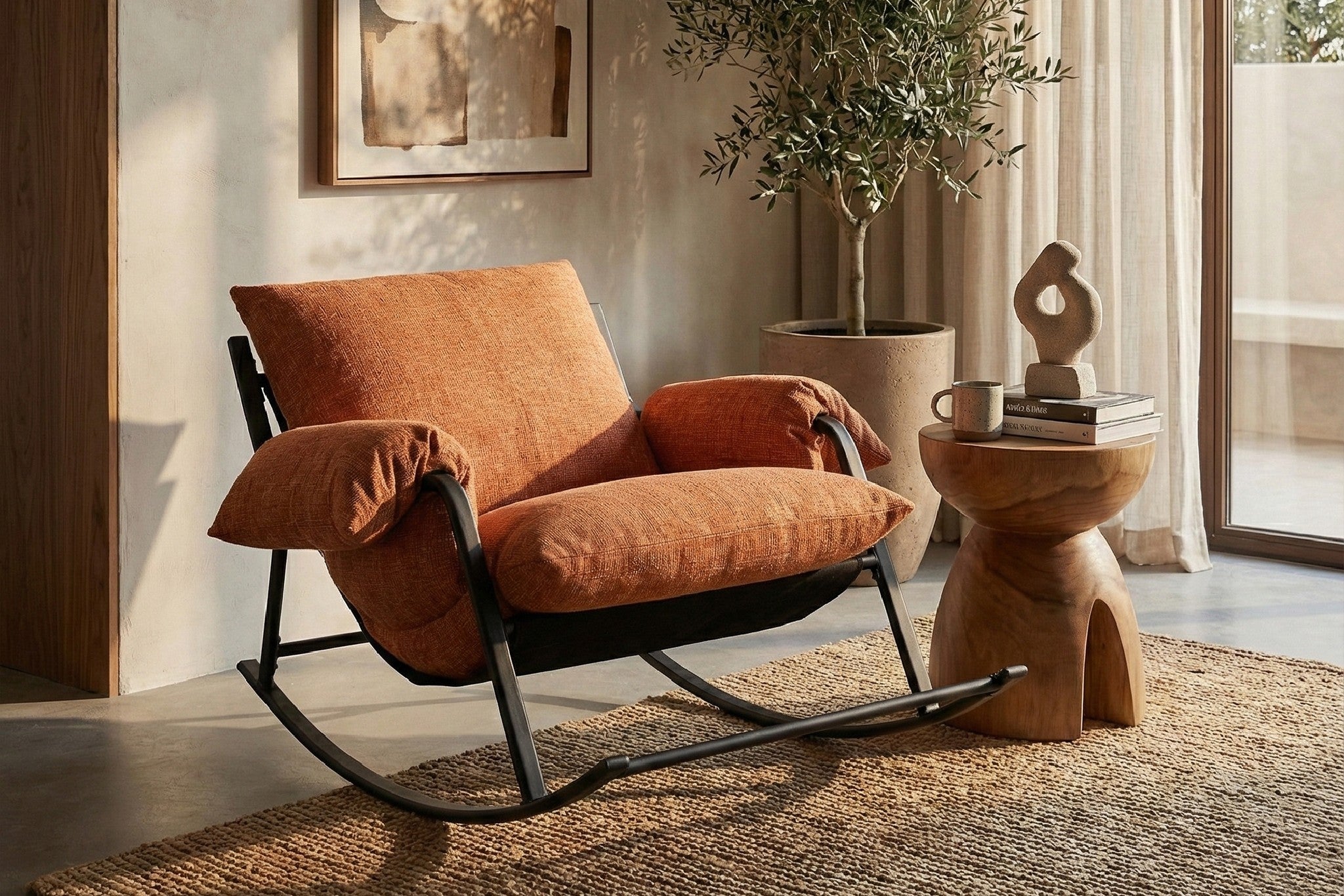 Ember Upholstered Rocking Lounge Chair – Acanva Home