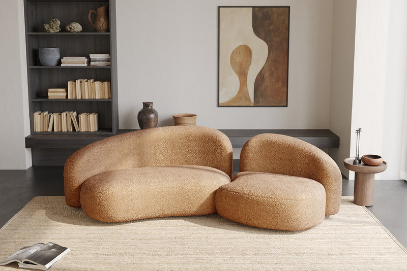 Cresmo Wool-like Curved 2-Piece Chaise Sectional / 2-Seater Couch Sofa / Lounge Chair by Acanva