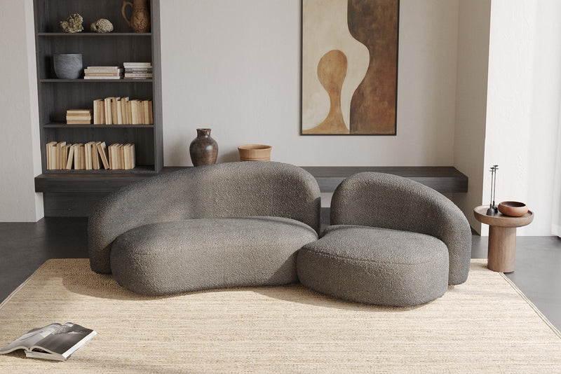 Cresmo Wool-like Curved 2-Piece Chaise Sectional / 2-Seater Couch Sofa / Lounge Chair by Acanva