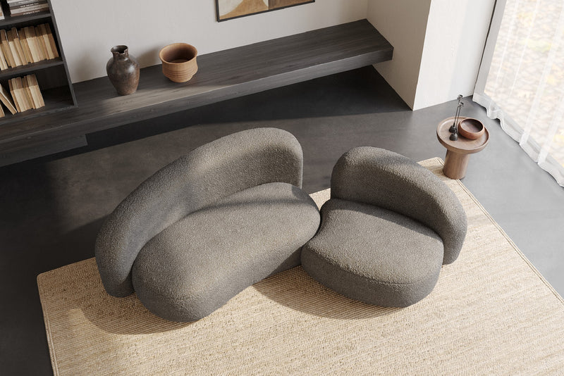 Cresmo Wool-like Curved 2-Piece Chaise Sectional / 2-Seater Couch Sofa / Lounge Chair by Acanva