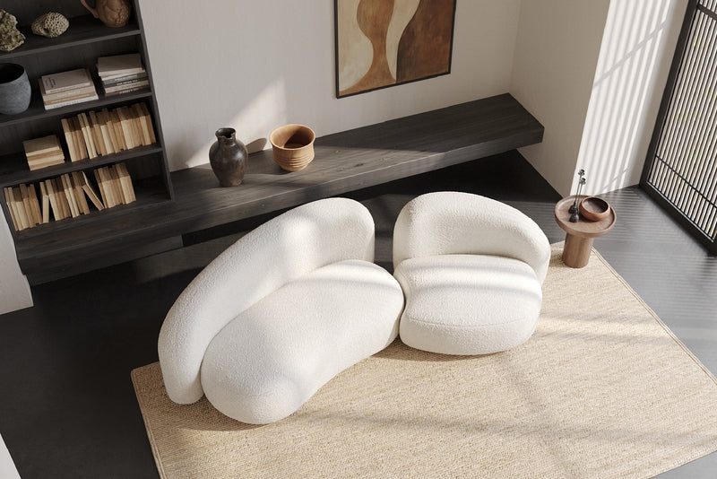 Cresmo Wool-like Curved 2-Piece Chaise Sectional / 2-Seater Couch Sofa / Lounge Chair by Acanva