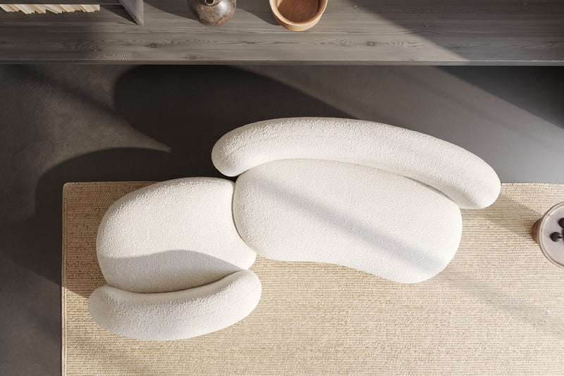 Cresmo Wool-like Curved 2-Piece Chaise Sectional / 2-Seater Couch Sofa / Lounge Chair by Acanva